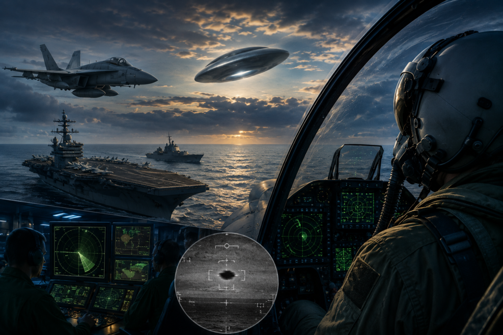 UFO encounter over the ocean / Photo AI Generated