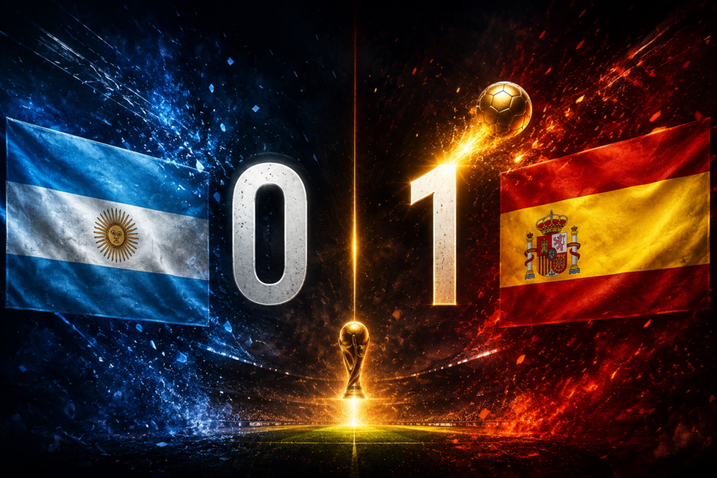 SPAIN VS ARGENTINA FINAL SCORE IN FIFA WORLD CUP 2026 1-0 /PHOTO AI GENERATED