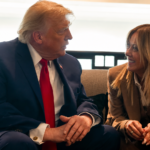 A photo shows Meloni talking with the U.S. president on a sofa during the G7 in France / PHOTO FILE Reuters and enhanced by aptikons