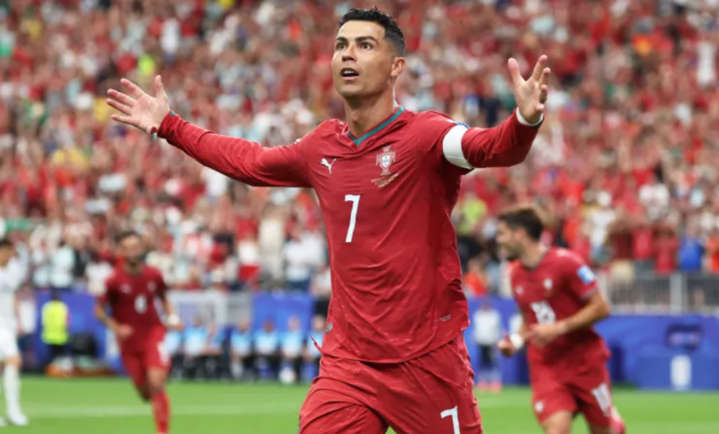 Portugal captain Cristiano Ronaldo reacts after scoring his team's third goal in the game. (Photo by Troy Taormina/Reuters)
