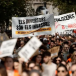 One of the first protests started in Valencia (pictured), in the west of Spain