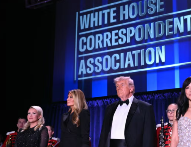 President Donald Trump attends the White House Correspondents' Dinner at the Washington Hilton in Washington, D.C., on April 25, 2026, shortly before an armed suspect allegedly attempted to breach the venue. (AFP via Getty Images)