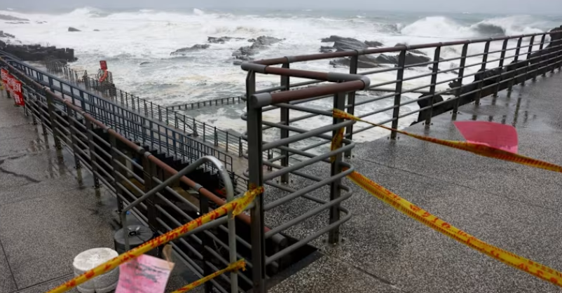 Typhoon Bavi passes near the island's northern coast on July 11, 2026. (Photo: REUTERS/Ann Wang)