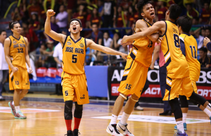JOSE RIZAL UNIVERSITY TEAM CELEBRATING/ PHOTO FROM RAPPLER.COM