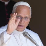 Pope Leo XIV blesses the faithful and pilgrims gathered in front of the Apostolic Palace in Castel Gandolfo, on the outskirts of Rome, on July 19, 2026./ Photo Getty Image