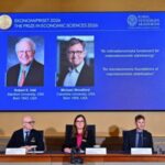 TT News Agency via Reuters Robert E. Hall and Michael Woodford are announced as the laureates of the 2026 Sveriges Riksbank Prize in Economic Sciences in Memory of Alfred Nobel at the Royal Swedish Academy of Sciences in Stockholm, Sweden